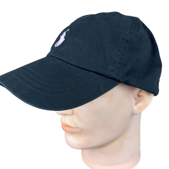 Ralph Lauren Polo Baseball Black Cap Adults Pink Logo Adjustable Strapback - Picture 3 of 11